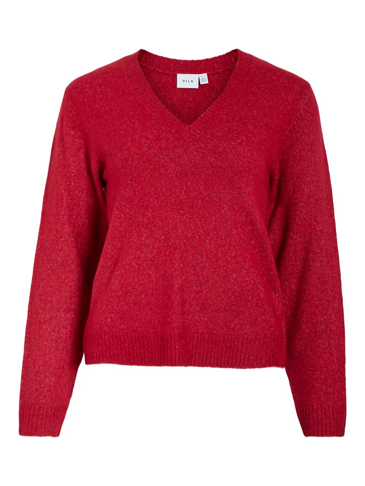 Vila Sweter "Vimiraz" w kolorze czerwonym rozmiar: M