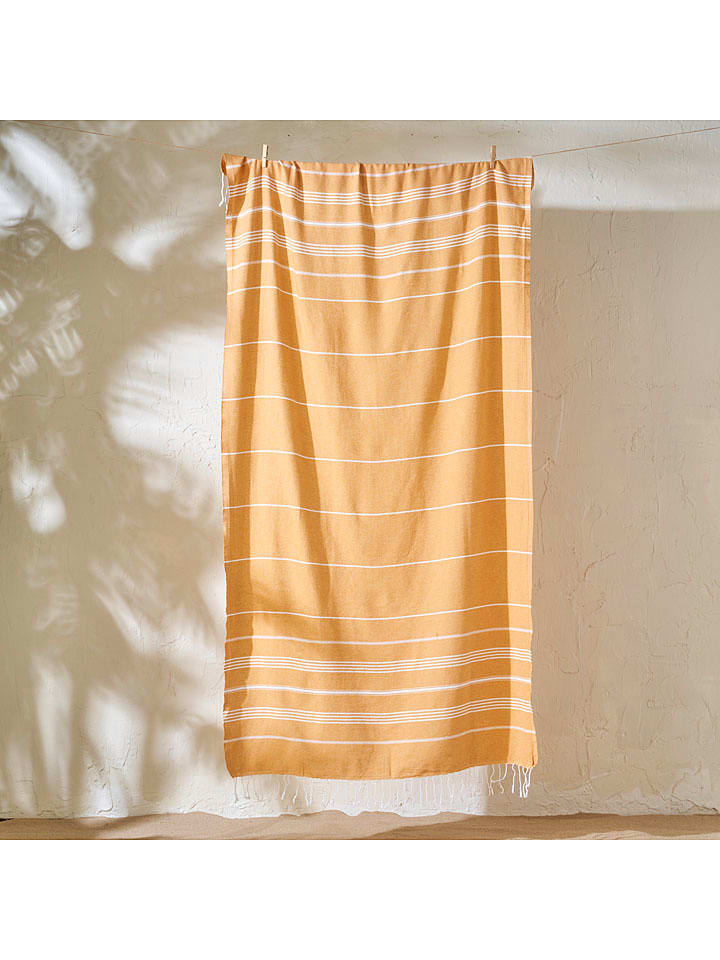 BELLA MAISON Ręcznik plażowy "Alora" w kolorze musztardowym rozmiar: 95x180 cm