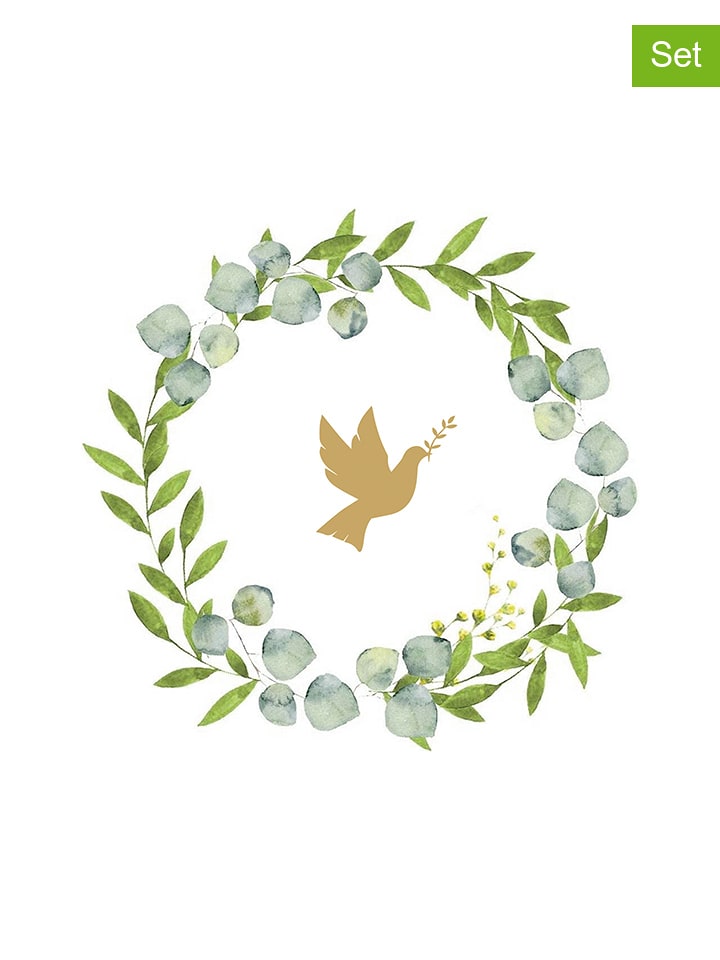 ppd Serwetki (40 szt.) "Dove Wreath" w kolorze biało-zielonym rozmiar: onesize