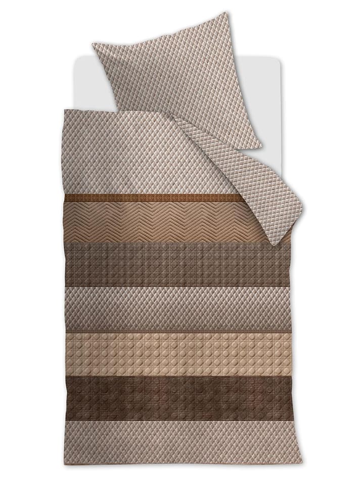 Beddinghouse Komplet pościeli satynowej "Quilted" w kolorze jasnobrązowo-brązowym rozmiar: 155x220 cm