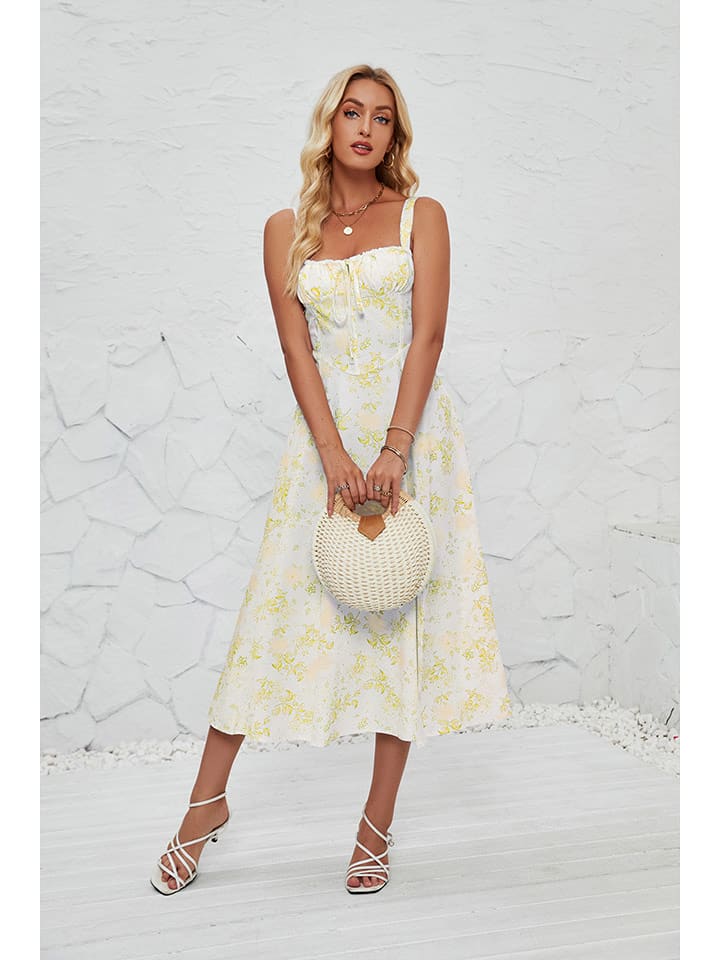 Tazga Sukienka w kolorze biało-żółtym rozmiar: 38