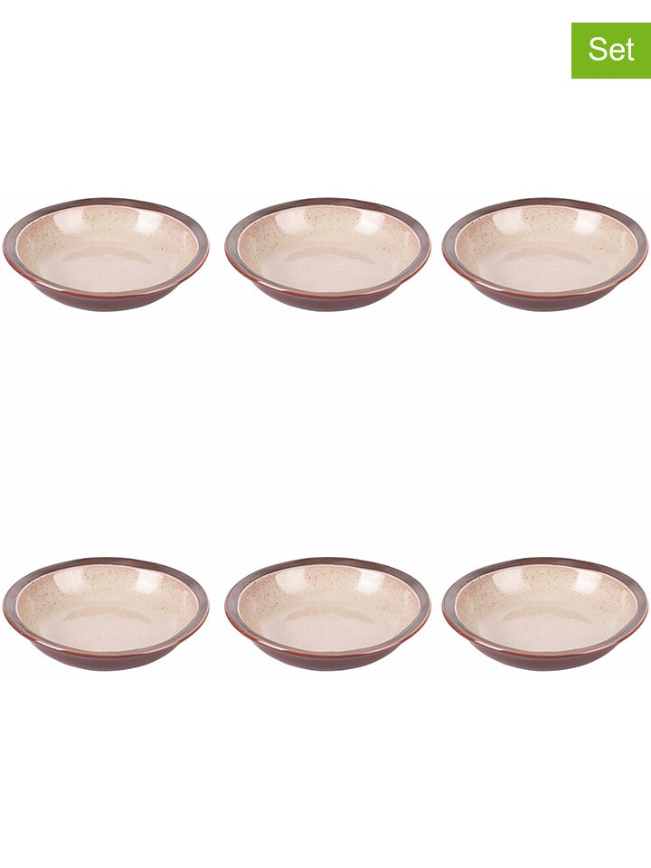 Villa d´Este Talerze głębokie (6 szt.) "Bretagne" w kolorze beżowo-brązowym - Ø 19,5 cm rozmiar: onesize