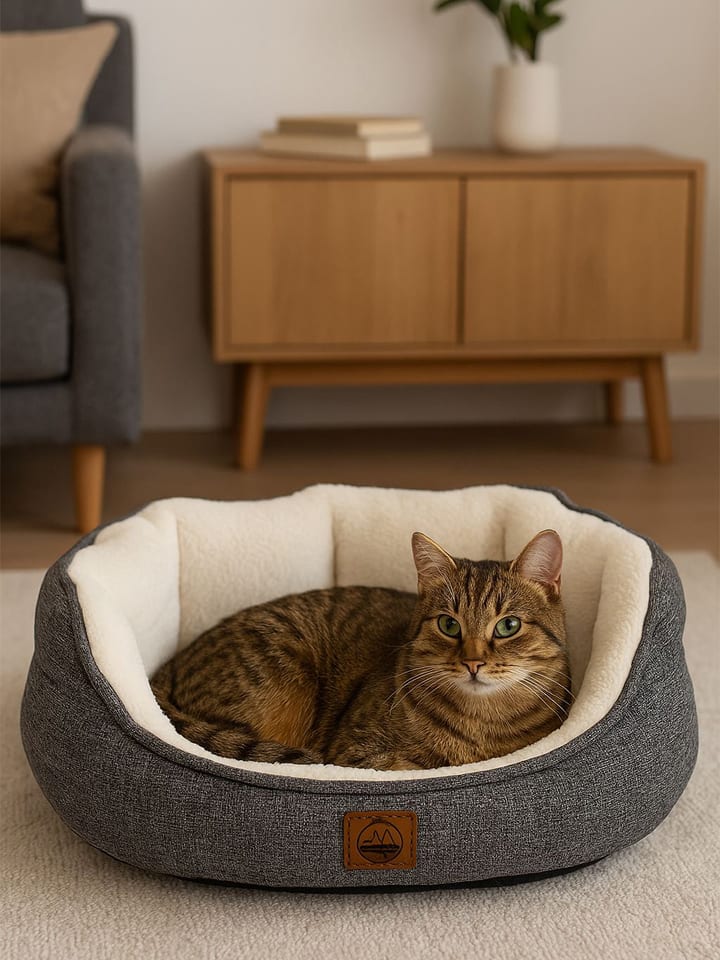 Paws&Whiskers Legowisko "Coco" w kolorze szaro-kremowym dla zwierząt rozmiar: 45x50x10 cm