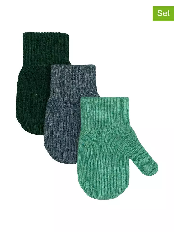 mikk-line Rękawiczki (3 pary) w kolorze zielonym, granatowym i czarnym rozmiar: 50-92