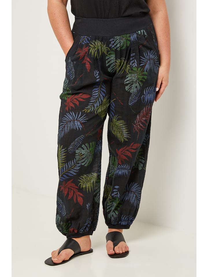 Curvy Lady Spodnie w kolorze czarno-zielonym rozmiar: 48/50