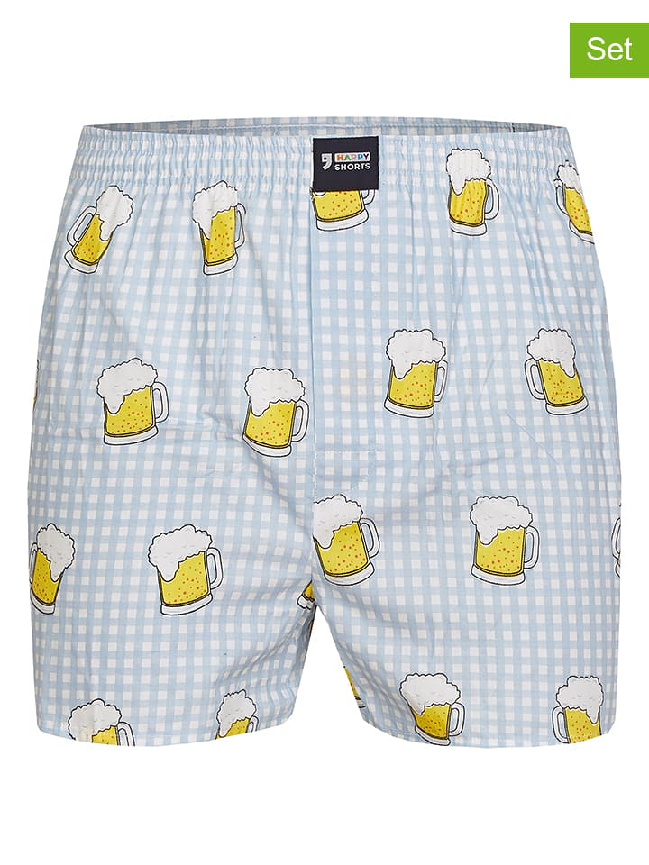 Happy Shorts Bokserki (3 pary) w kolorze granatowo-błękitnym rozmiar: L