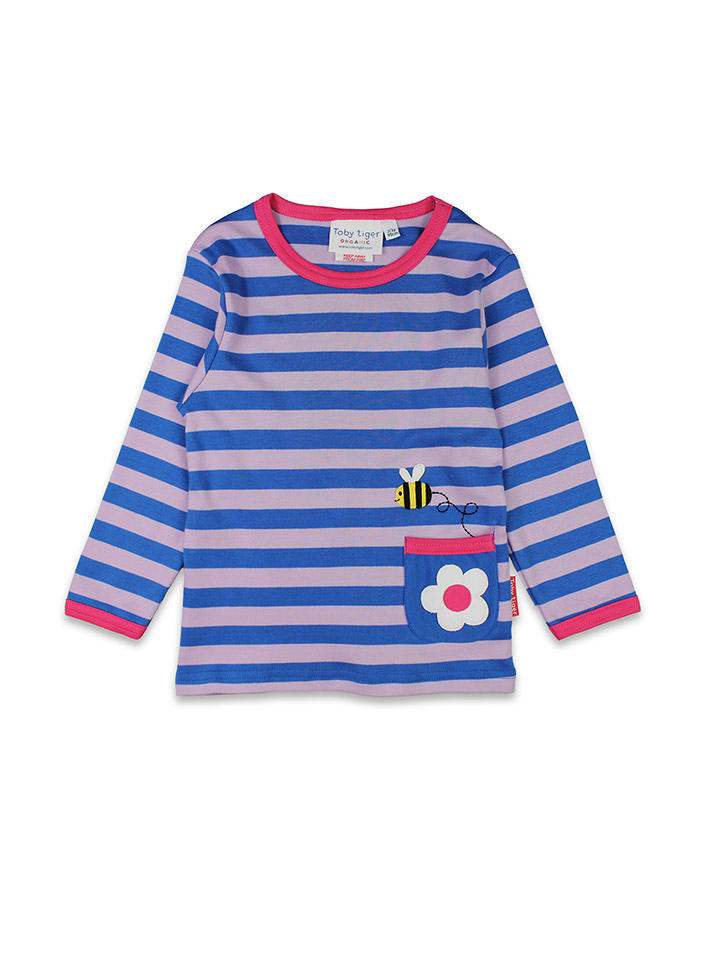 Toby Tiger Koszulka w kolorze niebiesko-kremowym rozmiar: 98