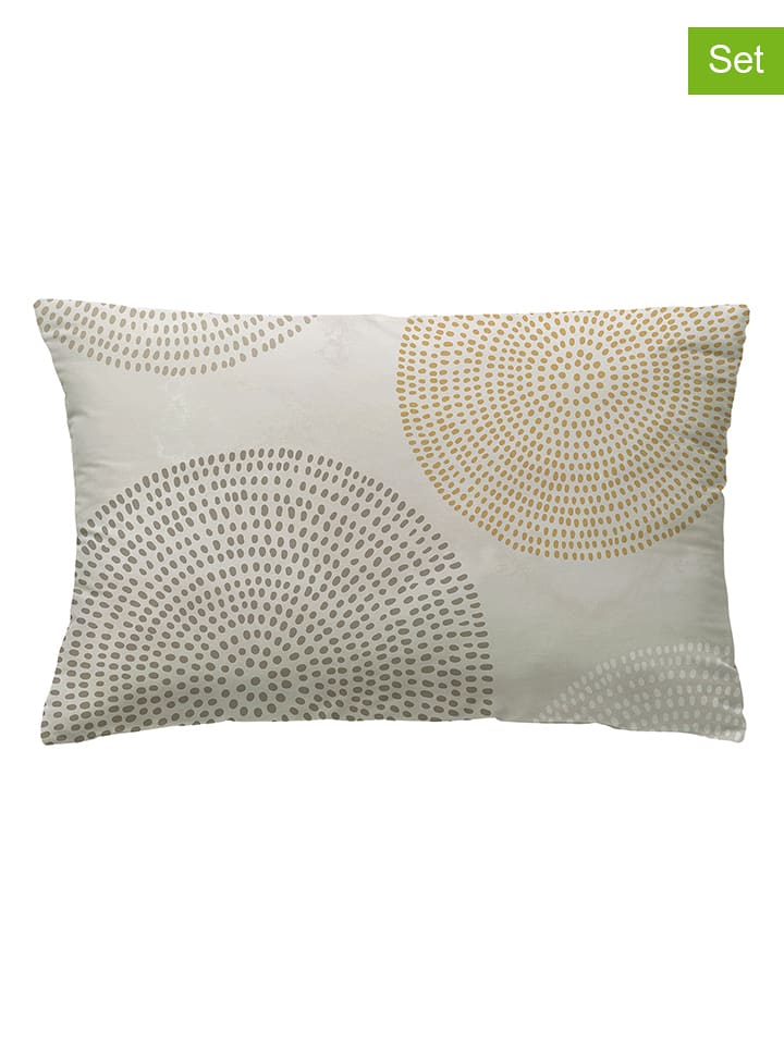 ethere Perkalowe poszewki (2 szt.) "Aimi" w kolorze beżowym na poduszkę rozmiar: 50x80 cm