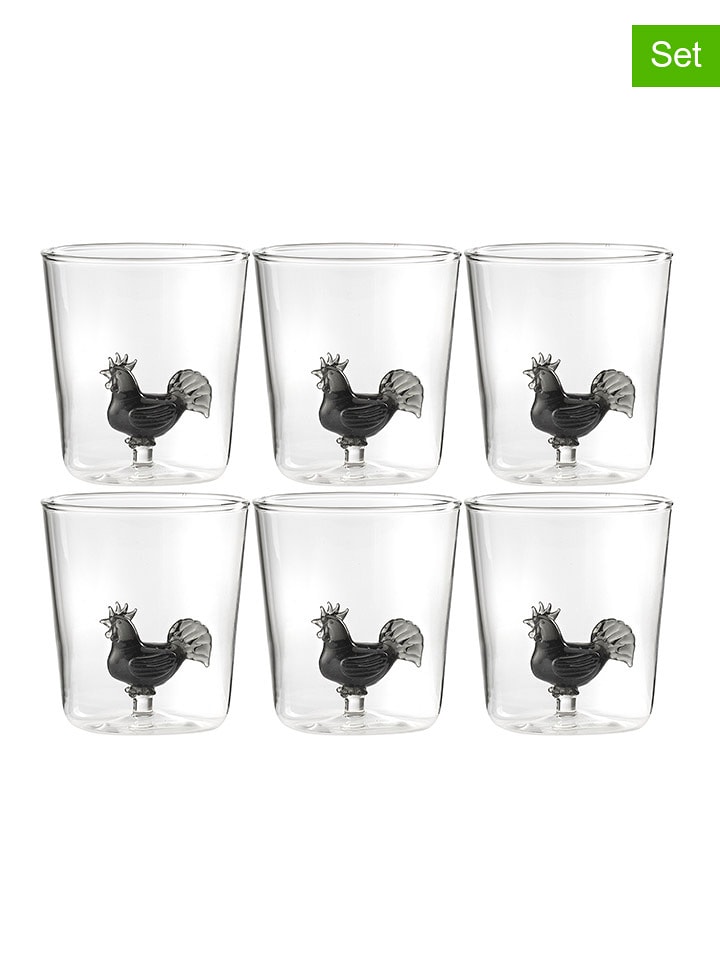 Onlylux Szklanki (6 szt.) "Pet Friends" w kolorze szarym - wys. 9,3 cm rozmiar: onesize