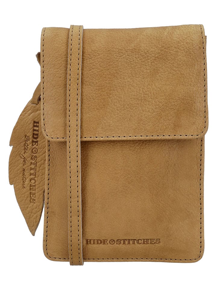 HIDE & STITCHES Skórzana torebka "Earth" w kolorze jasnobrązowym na telefon - 13 x 19 x 1,5 cm rozmiar: onesize
