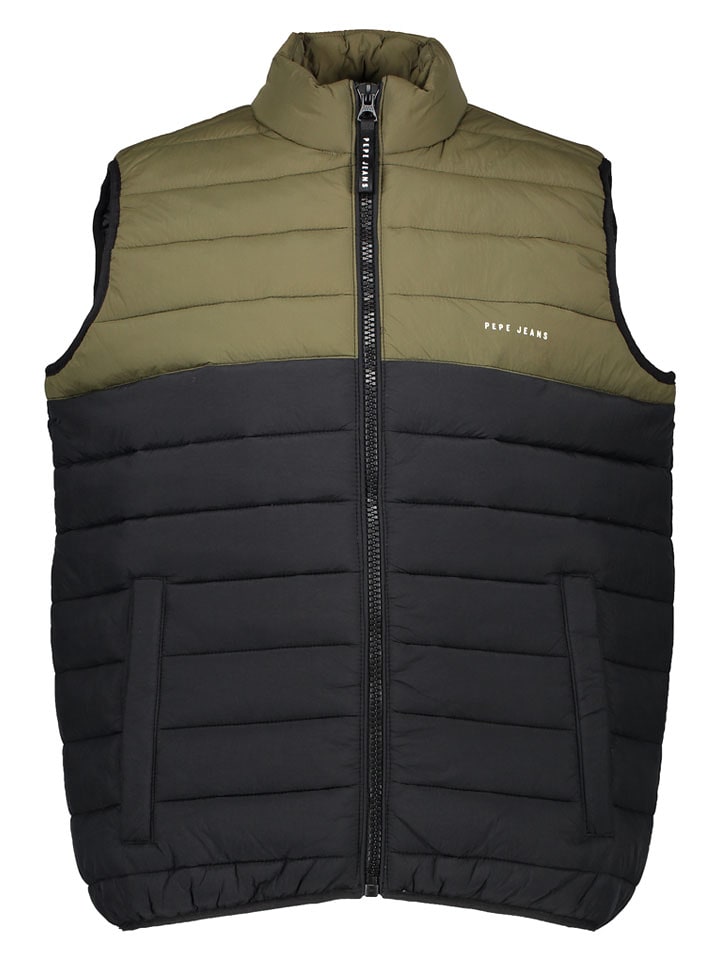 Pepe Jeans Kamizelka pikowana w kolorze czarno-oliwkowym rozmiar: XL
