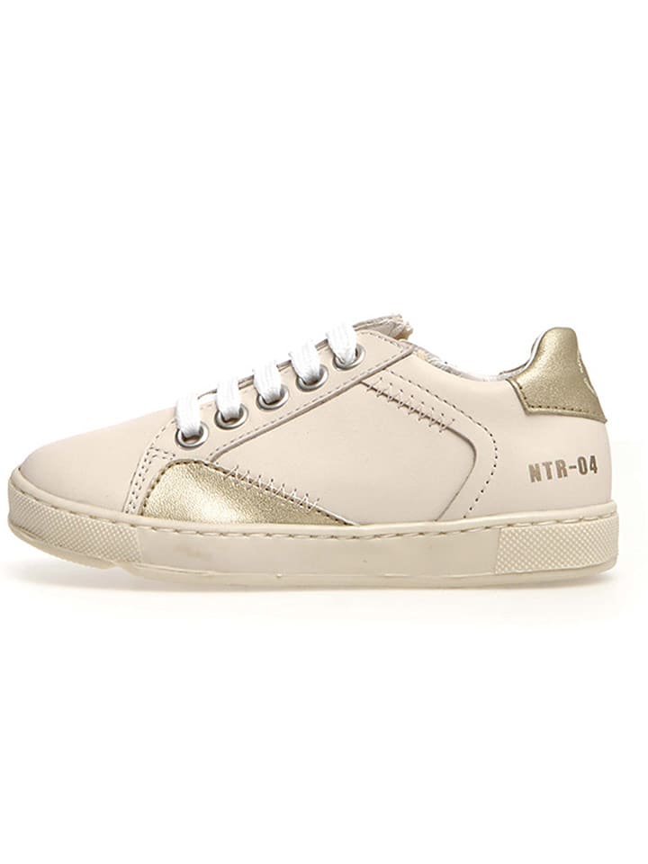 Naturino Skórzane sneakersy "Quar" w kolorze złoto-beżowym rozmiar: 28