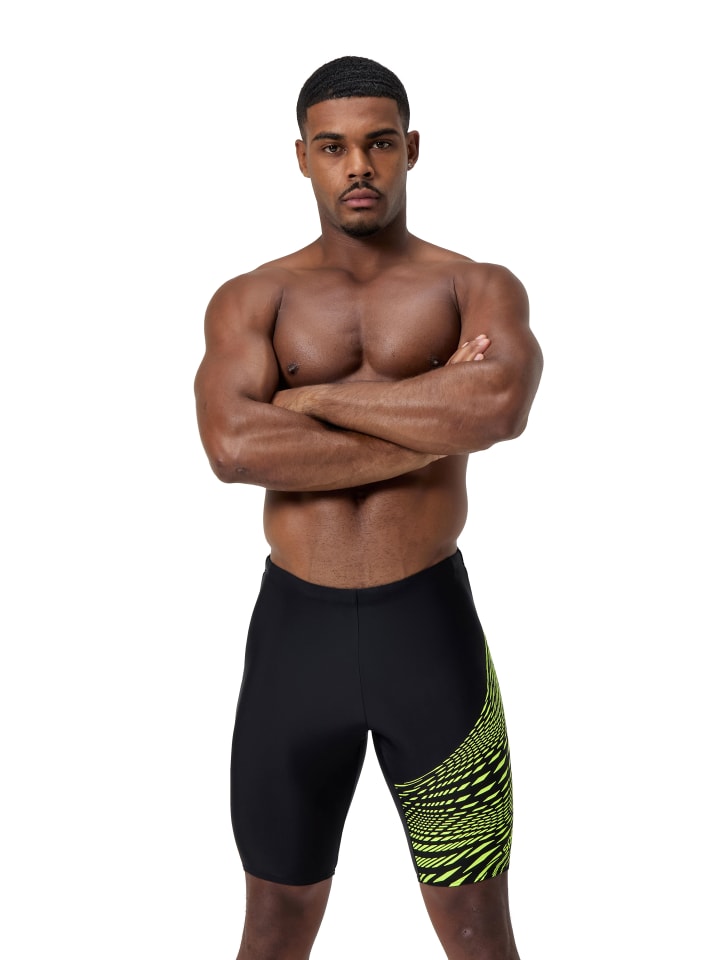 Speedo Kąpielówki "Eco Medley" w kolorze czarno-limonkowym rozmiar: 8