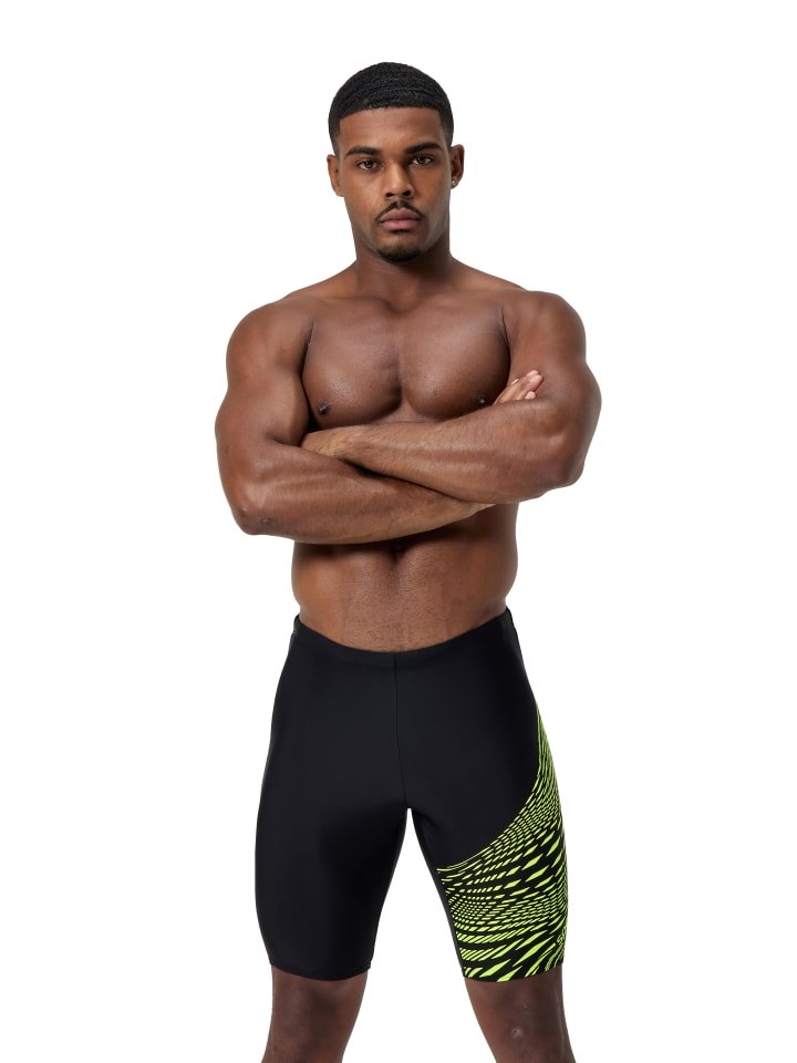 Speedo Kąpielówki "Eco Medley" w kolorze czarno-limonkowym rozmiar: 8