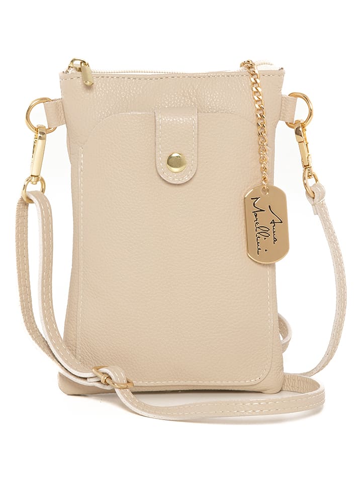 Anna Morellini Skórzana torebka "Erica" w kolorze beżowym - 14 x 21 x 1 cm rozmiar: onesize