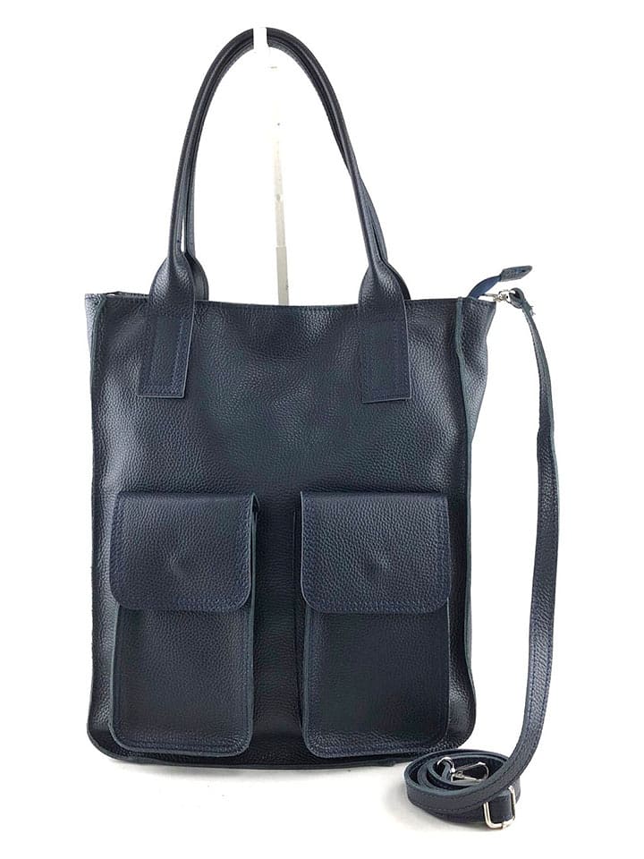 Marlon Skórzana torebka "Floriana" w kolorze granatowym - 31,5 x 40 x 10,5 cm rozmiar: onesize