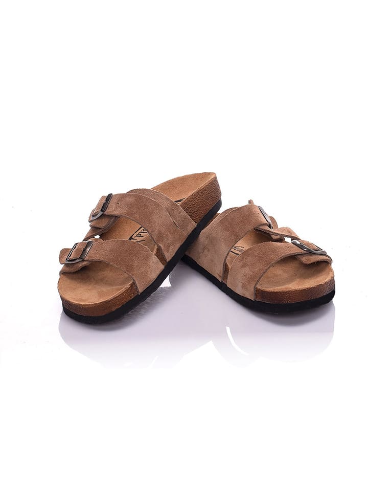 Moosefield Skórzane klapki w kolorze jasnobrązowym rozmiar: 40