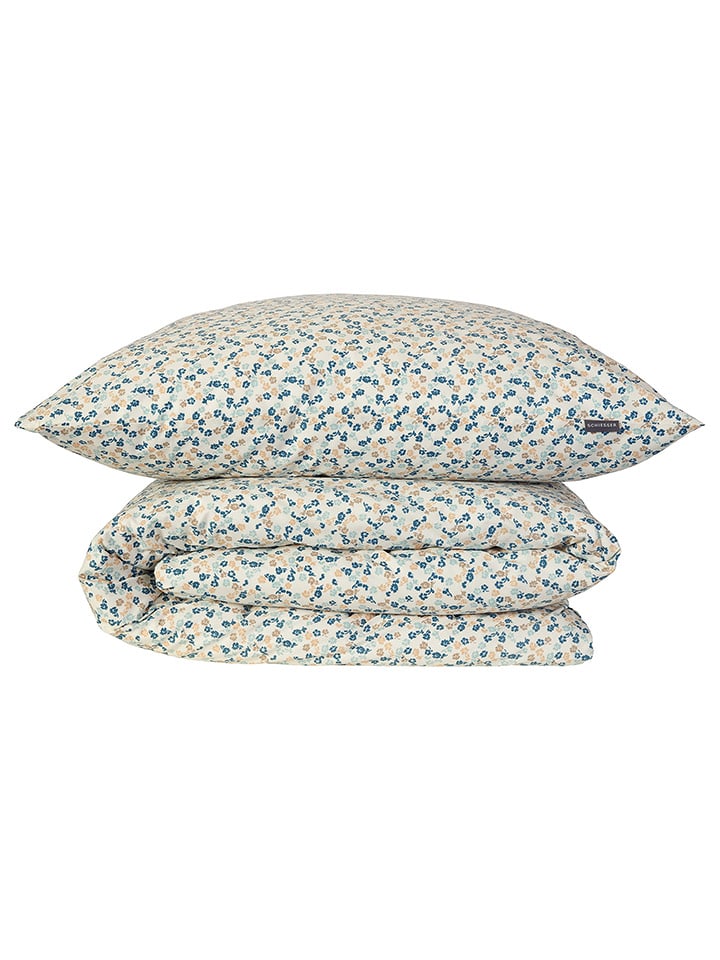 Schiesser Komplet pościeli renforcé "Ditsy" w kolorze niebiesko-kremowym rozmiar: 135x200 cm