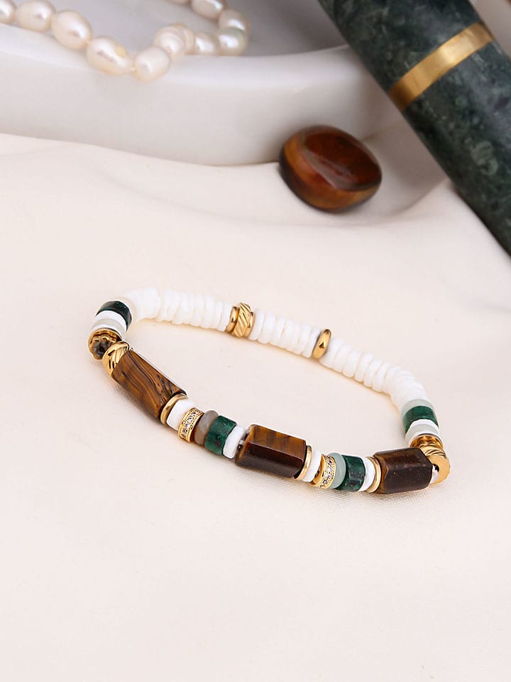 Charlize Pozłacana bransoletka z jaspisami i kamieniami ozdobnymi rozmiar: onesize