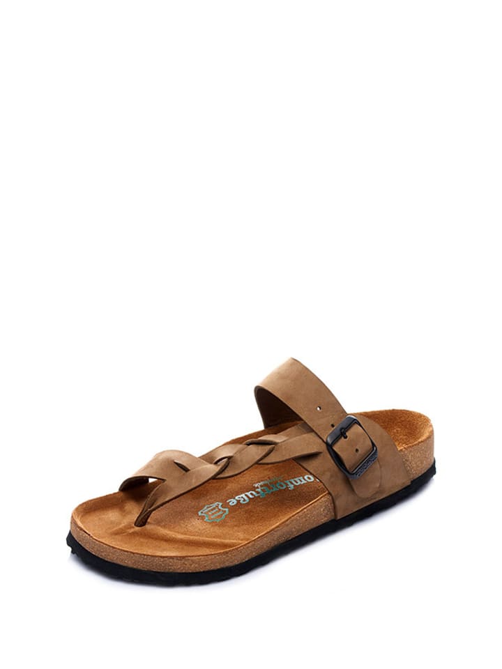 Comfortfusse Skórzane japonki w kolorze jasnobrązowym rozmiar: 38