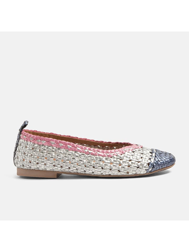 Lazamani Skórzane baleriny w kolorze srebrnym rozmiar: 37