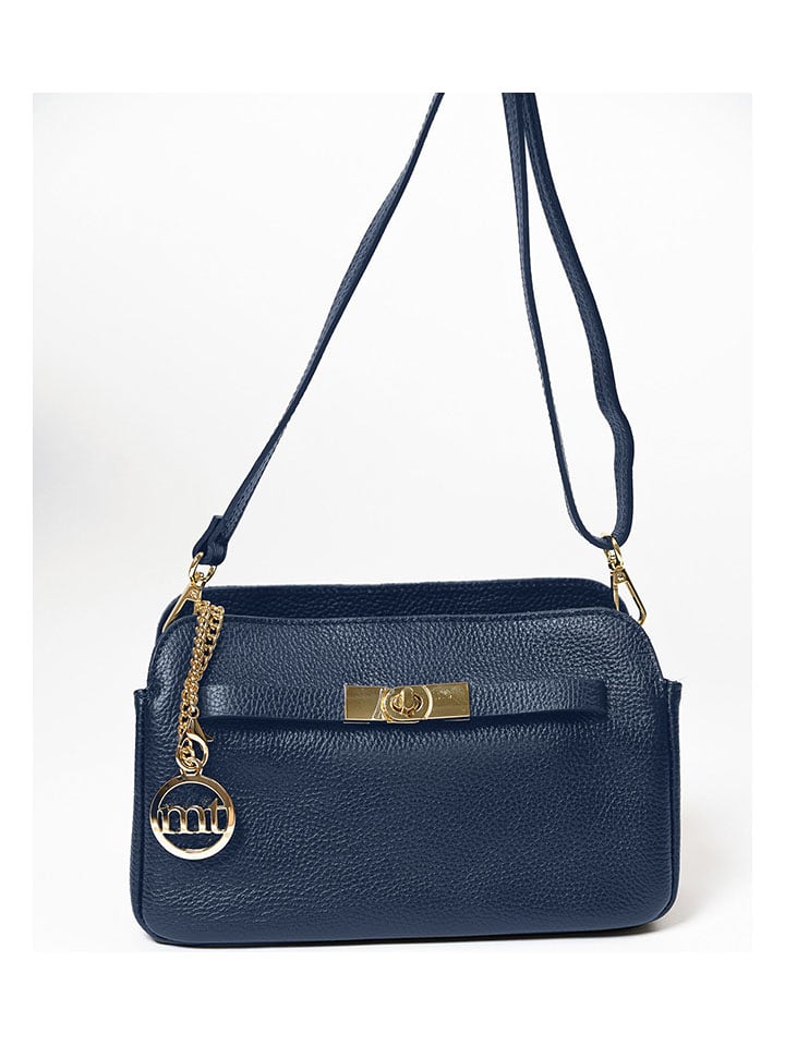 Mia Tomazzi Skórzana torebka "Bentivoglio" w kolorze granatowym - 24 x 16 x 9 cm rozmiar: onesize