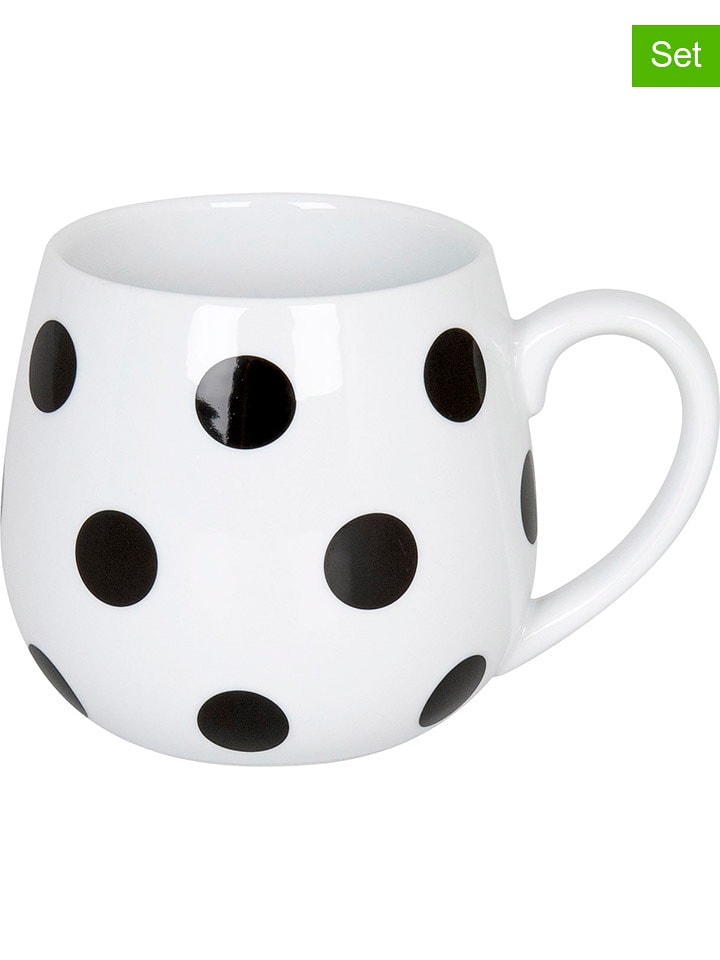 Könitz Kubki (2 szt.) "Dots" w kolorze biało-czarnym - 400 ml rozmiar: onesize