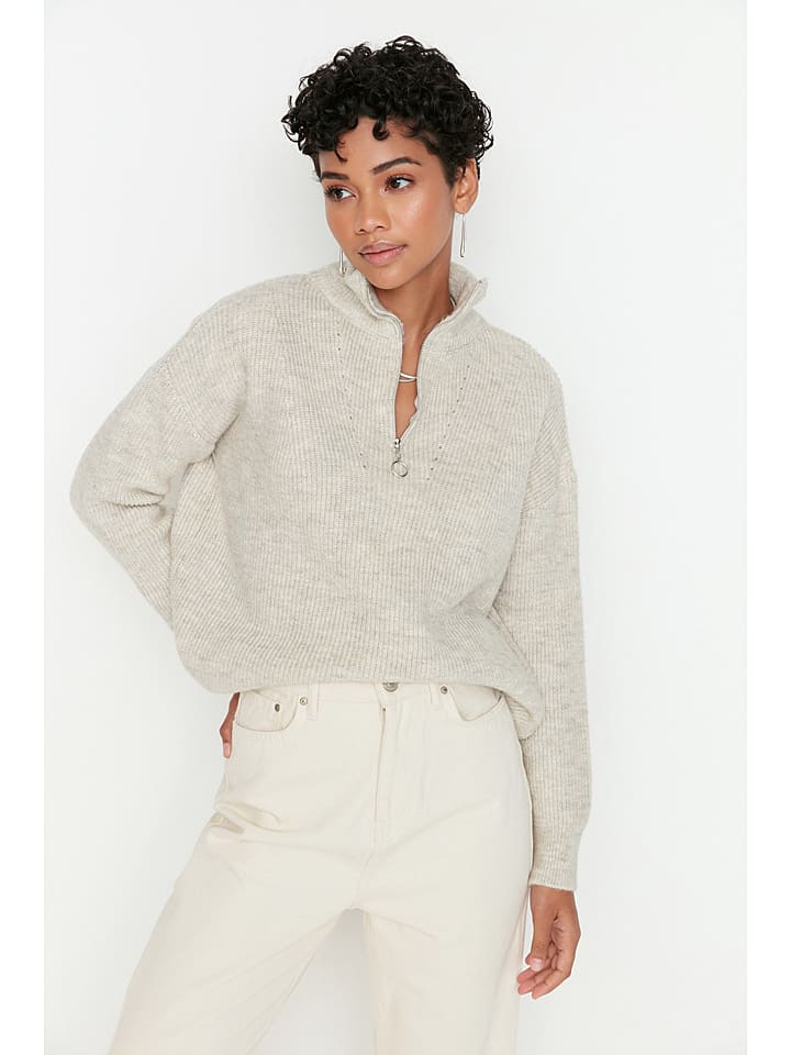 trendyol Sweter w kolorze beżowym rozmiar: M