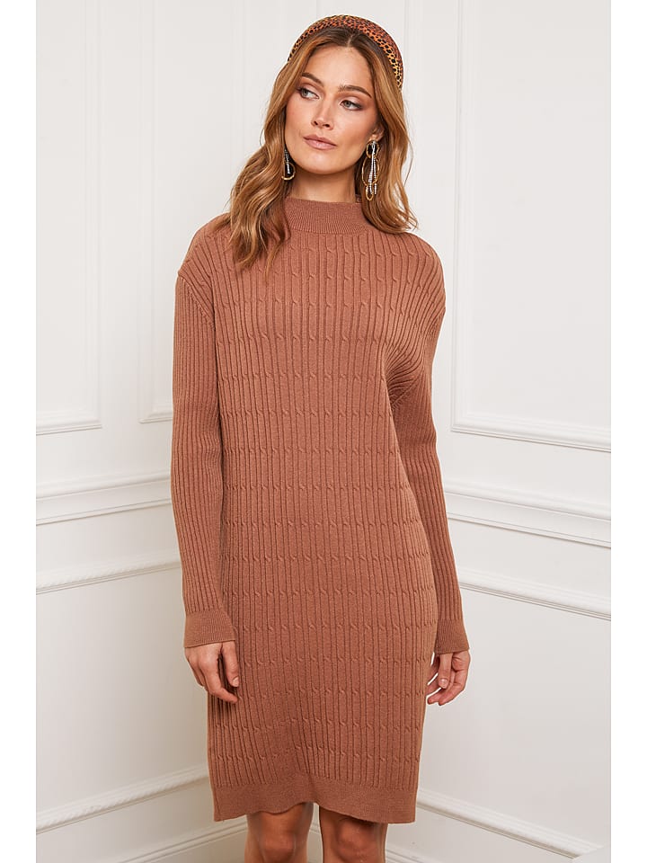 Joséfine Sukienka dzianinowa "Doumbia" w kolorze karmelowym rozmiar: L