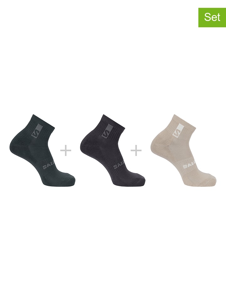 SALOMON Skarpety funkcyjne (3 pary) "Everyday Crew" w kolorze szarym, czarnym i beżowym rozmiar: 36-38