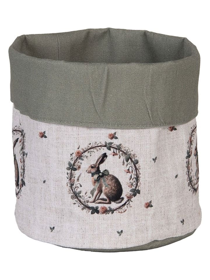 Clayre & Eef Koszyk w kolorze kremowo-oliwkowym na chleb - wys. 16 x Ø 15 cm rozmiar: onesize