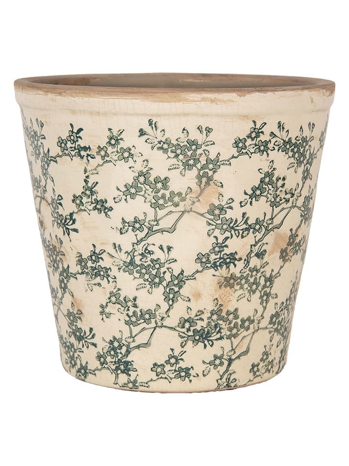 Clayre & Eef Doniczka w kolorze kremowo-zielonym - wys. 20 x Ø 21 cm rozmiar: onesize