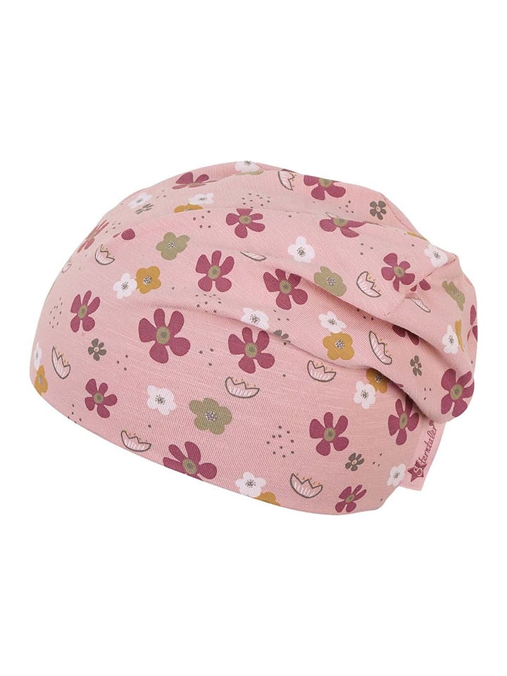 Sterntaler Czapka beanie "Flowers" w kolorze jasnoróżowym rozmiar: 49 cm