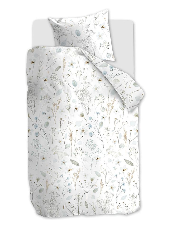 Beddinghouse Komplet pościeli satynowej "Emeli" w kolorze biało-błękitnym rozmiar: 240x200/220 cm