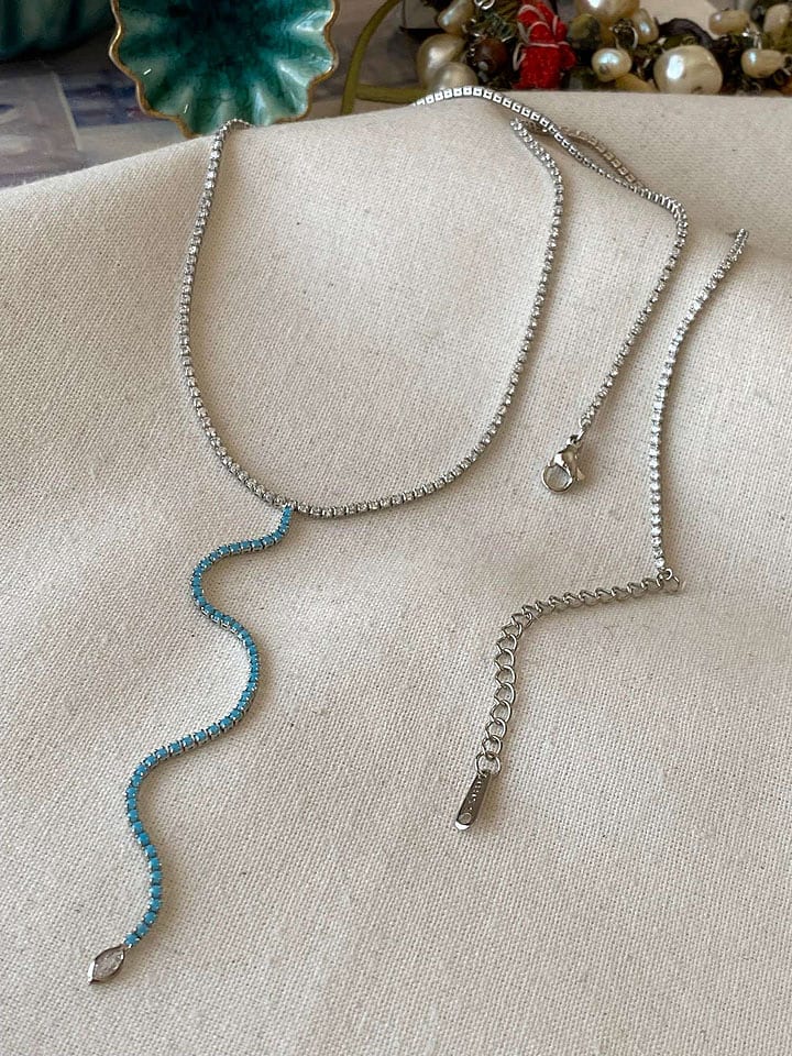 Luseera Pozłacany naszyjnik z cyrkoniami - dł. 58 cm rozmiar: onesize