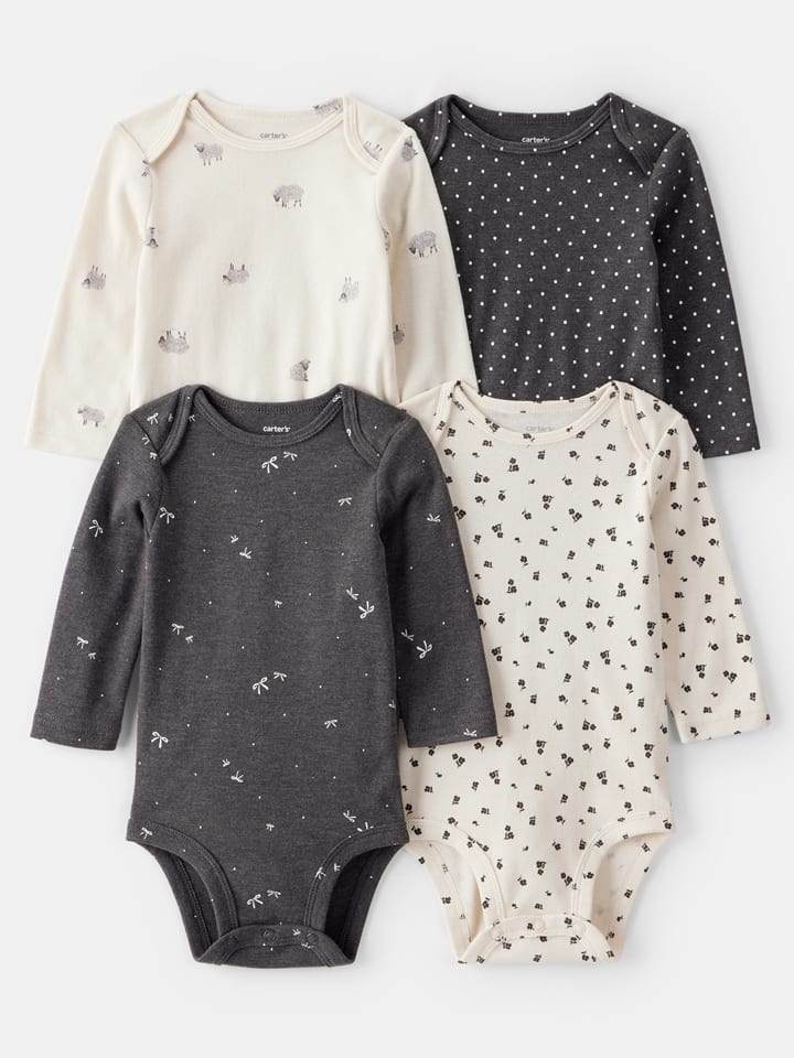 carter's Body (4 szt.) w kolorze biało-kremowo-szarym rozmiar: 86/92