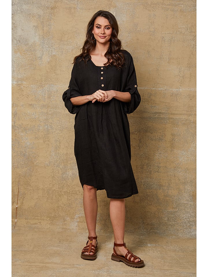Fleur de Lin Lniana sukienka "Cadence" w kolorze czarnym rozmiar: M