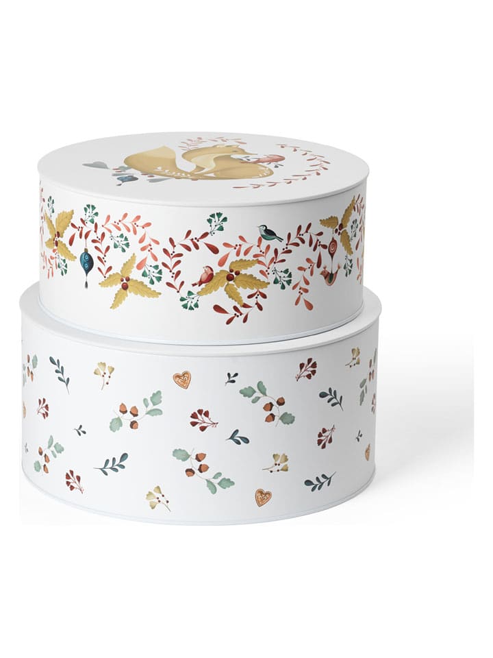 Rosendahl Pojemniki (2 szt.) "Cottage" w kolorze białym ze wzorem rozmiar: onesize