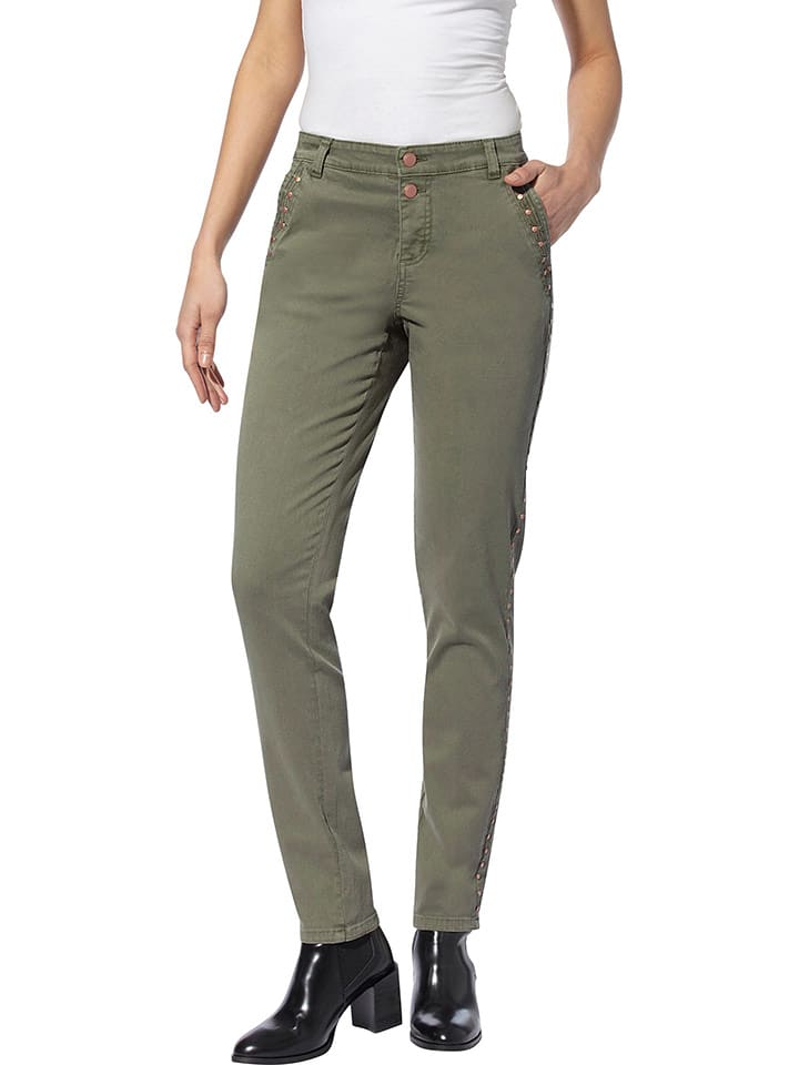 Heine Dżinsy - Slim fit - w kolorze khaki rozmiar: 44