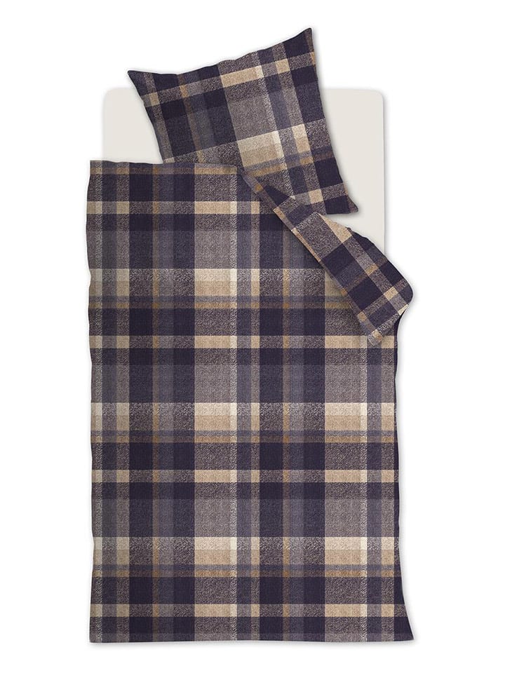 Beddinghouse Flanelowa poszewka "Joss" w kolorze fioletowym na poduszkę rozmiar: 80x80 cm