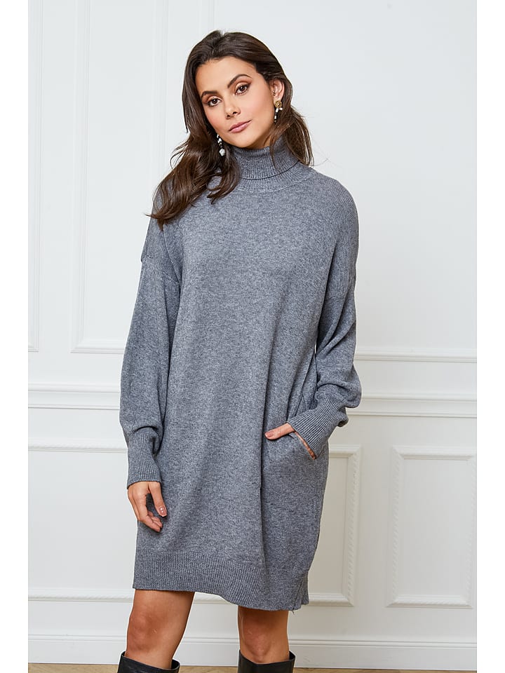 Joséfine Sukienka dzianinowa "Halof" w kolorze szarym rozmiar: M