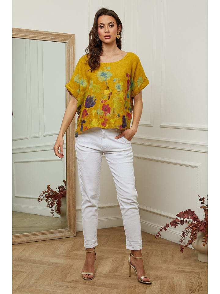 Plume Lniana bluzka "Cantik" w kolorze żółtym rozmiar: L