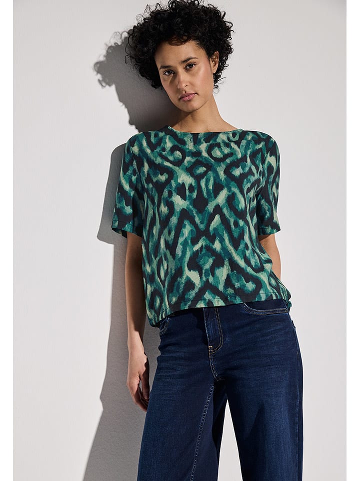 Street One Bluzka w kolorze beżowo-zielonym rozmiar: 38