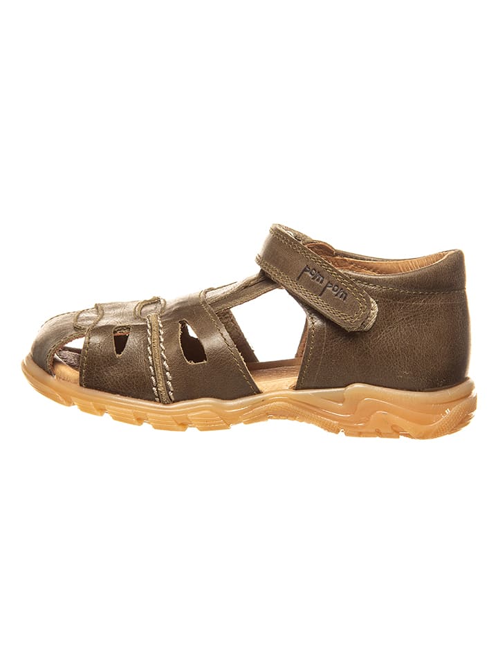 POM POM Skórzane półsandały w kolorze khaki rozmiar: 32