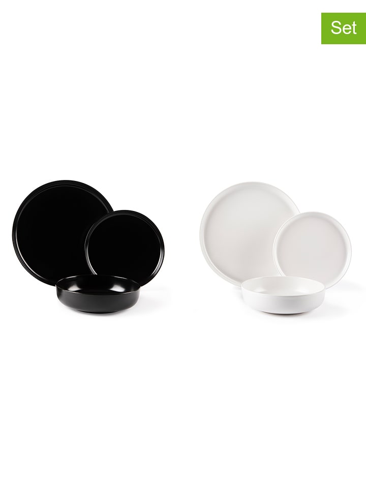 Trendy Kitchen by EXCÉLSA 12-częściowy zestaw talerzy "Nordic" w kolorze czarno-białym rozmiar: onesize