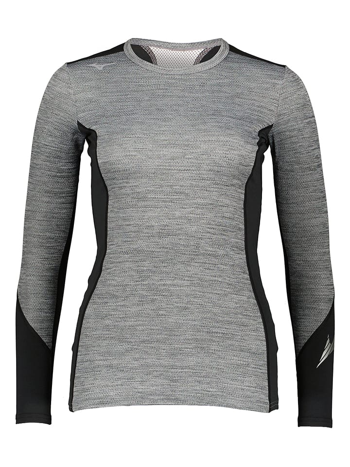 Mizuno Koszulka funkcyjna "Virtual Body G2 Crew" w kolorze szaro-czarnym rozmiar: XS