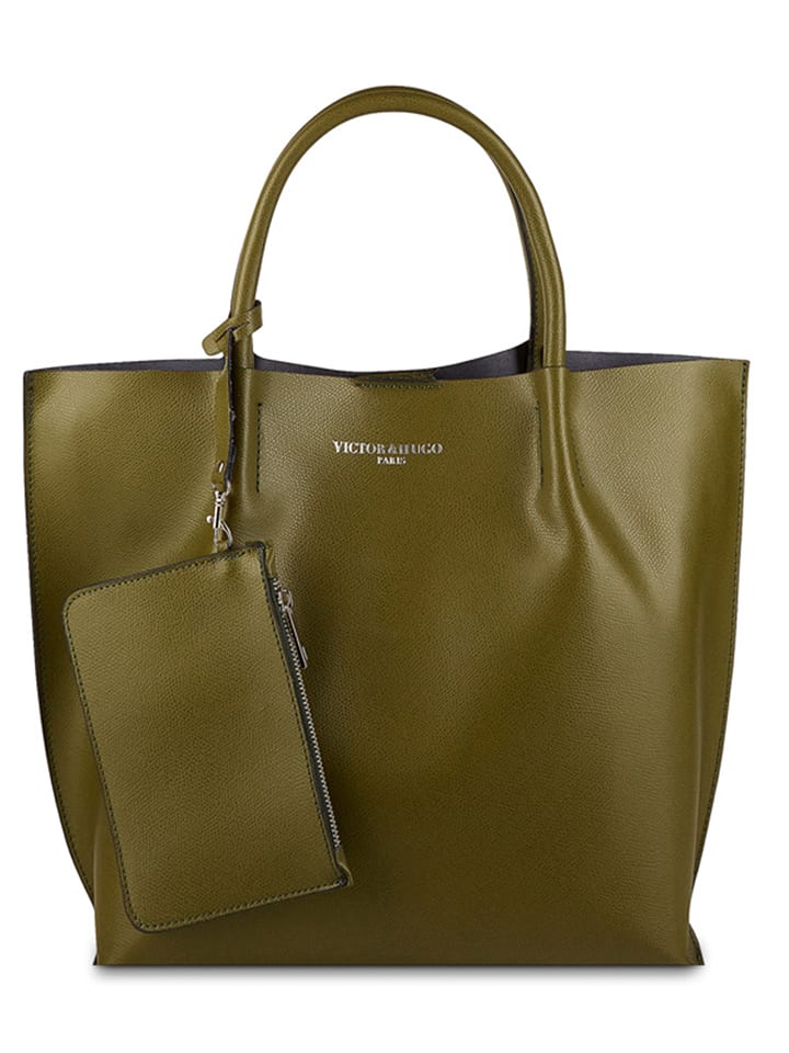 Victor & Hugo Paris Skórzana torebka "Lava" w kolorze khaki - 32 x 32 x 10 cm rozmiar: onesize