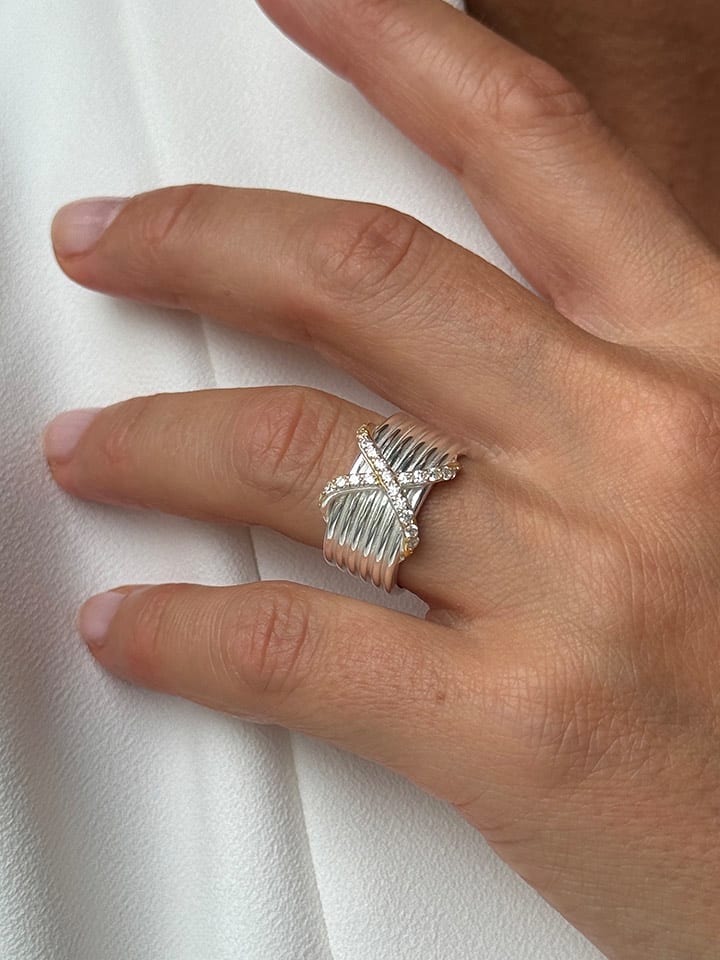 DI GIORGIO Srebrny pierścionek z cyrkoniami rozmiar: 52