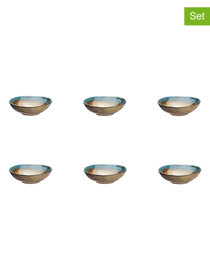 Björn Miski (6 szt.) "Island" w kolorze oliwkowo-niebieskim do serwowania - Ø 11,5 cm rozmiar: onesize