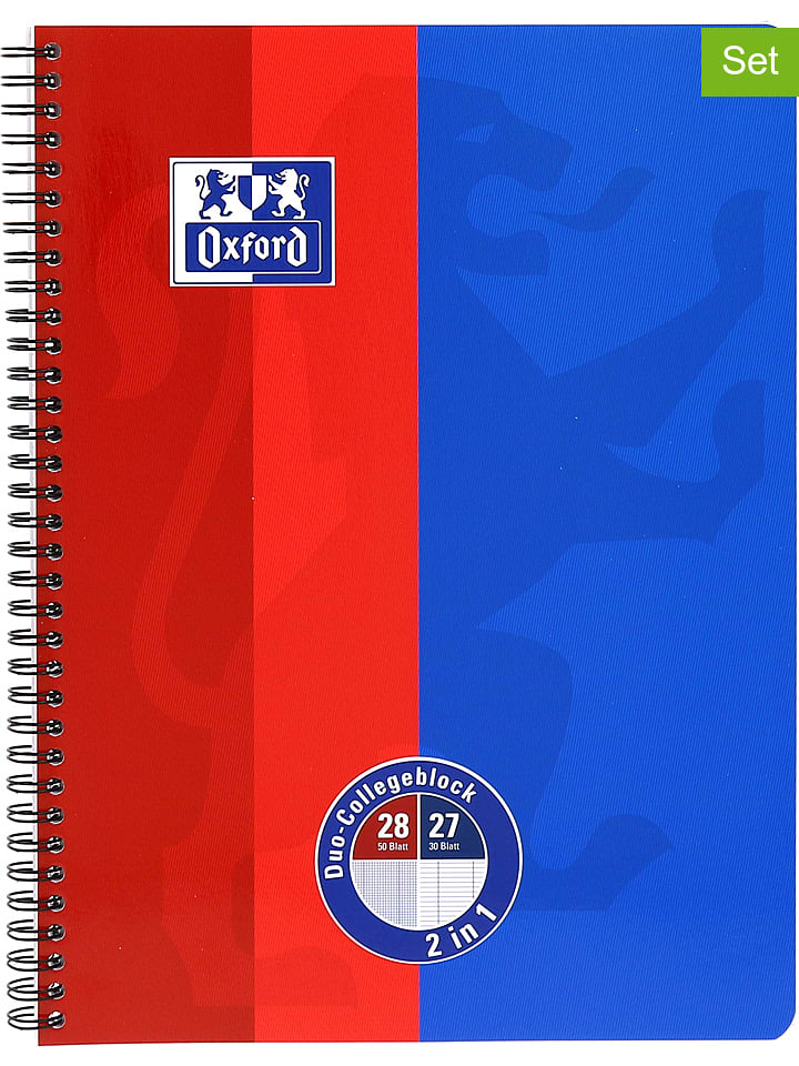 Oxford Kołozeszyty 2w1 (2 szt.) w kolorze czerwono-niebieskim - A4 rozmiar: onesize
